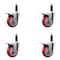 Service Caster 4'' Red Poly Swivel 1'' Expanding Stem Caster Set Total Lock Brake, 4PK SCC-EXTTL20S414-PPUB-RED-1-4 - alternate 1